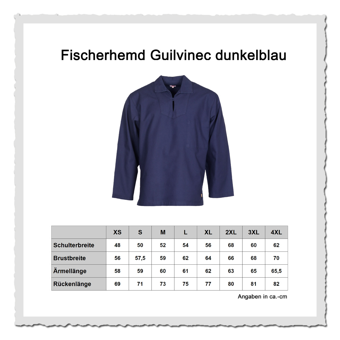 Masstabelle Armor Lux Herren Canvas Fischerhemd Guilvinec mit maritimem Heritage-Charme